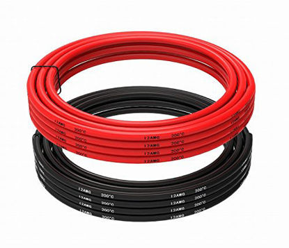 Picture of TUOFENG 12 Gauge Electrical Wire 20 Feet [10 ft Black and 10 ft Red] Tinned Copper Wire Stranded Wire - 12 AWG Silicone Wire - Flexible Silicone Wire Works Well for RC car, Drone