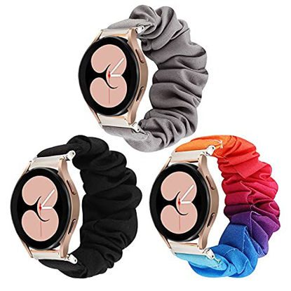 Picture of [3 Pack] Compatible with Samsung Galaxy Watch Active 2 Band 40mm 44mm,Women Elastic Scrunchie Cloth WristBand Strap for Galaxy Watch 42mm/Galaxy Watch Active/S2 Classic/Galaxy Watch 3 41mm Scrunchy Band