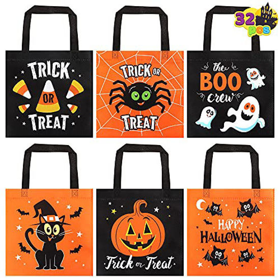 Picture of JOYIN 32 Pcs Halloween Non-Woven Bags, 6 Designs Trick or Treat Tote Gift Bags with Handles for Halloween Candy Goodie Bags, Halloween Party Favors and Supplies, Halloween Snacks Bags