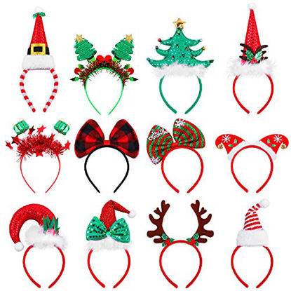 9 Pack Aneco 9 Styles Christmas Reindeer Headband Antlers Headband Christmas Party Costume Head Boppers for Christmas Party Favor 