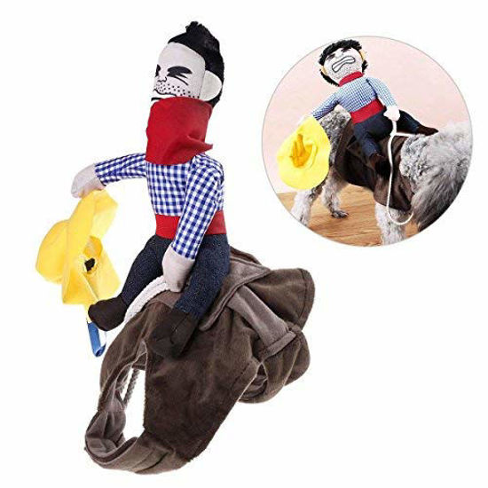 Picture of ISMARTEN Pet Costume Dog Costume Clothes Pet Outfit Suit Cowboy Rider Style with Doll and Hat Pet Costume (S)