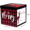 Picture of WRAPAHOLIC 9" Christmas Gift Box with Lid - Red and Black Buffalo Plaid Design Gift Box and 2 Pcs Tissue Paper for Christmas, Holiday, Party, Gift Giving and More
