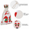 Picture of 10 Pieces Christmas Drawstring Gift Bags Reusable Burlap Bags Sweet Candy Bag Pouch with Santa Snowman Design for Christmas Holiday Home Party Supplies
