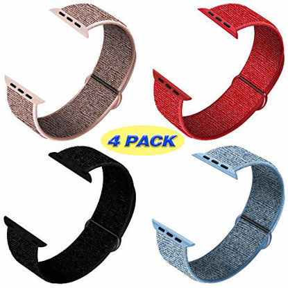 Picture of QIENGO 4Pack Compatible for Apple Watch Band 38mm 40mm，Adjustable Soft Lightweight Breathable Sports Replacement Band for Series 5 4 3 2 1(4PackG)