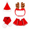 Picture of Whaline Pet Christmas Costume Outfit Set Reindeer Antlers Headband Santa Christmsas Hat Red Scarf and Pet Cloak for Dog Cat Pet Christmas Party Cosplay Supplies, 4 Pack