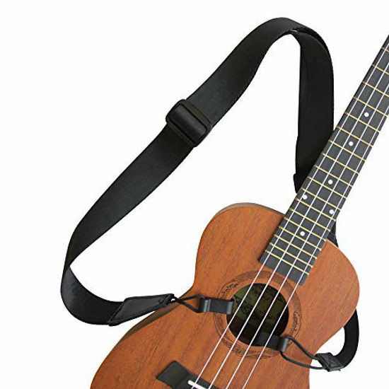 GetUSCart Ukulele Straps Shoulder No Drilling Woven Uke Strap with Leather End Double J Hooks Clip On Adjustable Ukulele Belt Adjustable Fits Most Standard Sizes Uke
