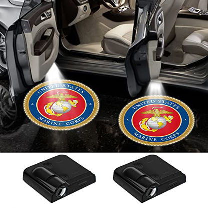 Picture of 2pcs US Marine Corps Car Door Light , Car Ghost Shadow Light USMC Projector Lights, Universal Wireless Laser Welcome Lights ,Battery Powered US Marines Courtesy Lights (AA-USMC)