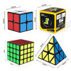 Picture of Roxenda Speed Cube Set, Speed Cube Bundle of 2x2 3x3 4x4 Cube and Pyramid Cube Smoothly Magic Cubes Collection for Kids & Adults [4 Pack]
