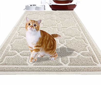 Picture of Yimobra Durable Cat Litter Mat, XL Jumbo 35.4 x 23.6 Inches, Easy Clean Cat Mats, Non-Slip, Water Resistant, Traps for Litter Boxes, Pet Litter Floor Mats, Soft, No Phthalate, Black