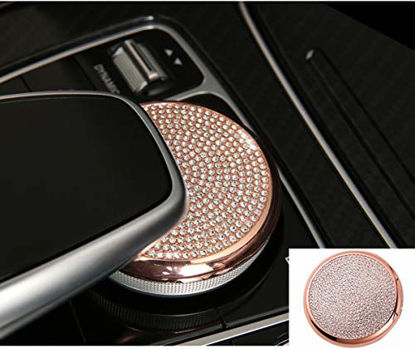 Picture of TopDall Bling Rose Gold Crystal Interior Media Control Emblem Cover for Mercedes Benz