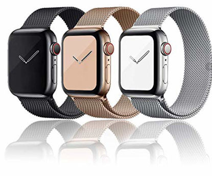 Picture of Valband Compatible for Apple Watch Band 38mm 40mm 42mm 44mm, Adjustable Stainless Steel Mesh Wristband Sport Loop for iWatch Series 6/5/4/3/2/1, SE (Black/Sliver/Rose Glod, 38mm/40mm)