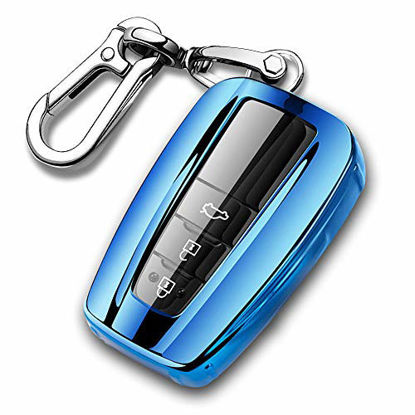 Picture of QBUC for Toyota Key Fob Cover with Keychain Soft TPU Key Fob Case All-Around Protection Key Case Compatible with 2018-2021 Toyota Camry RAV4 Avalon C-HR Prius Corolla Highlander GT86 Smart Key