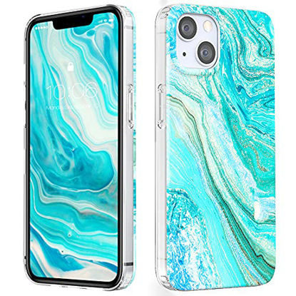 Picture of MATEPROX Compatible with iPhone 13 case Marble Design Slim Thin Stylish Geometric Cover for iPhone 13 6.1" 2021(Frosted Green)
