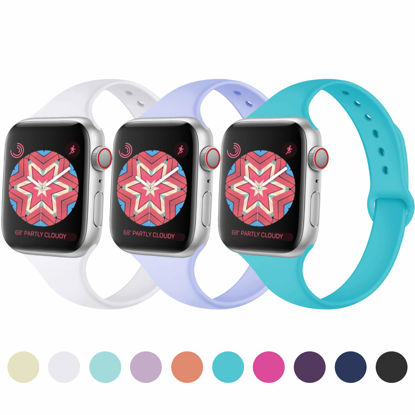 Picture of KOLEK 3 Pack Bands for Apple Watch 38mm 40mm Series 4 3 2 1, Teal/White/Lilac
