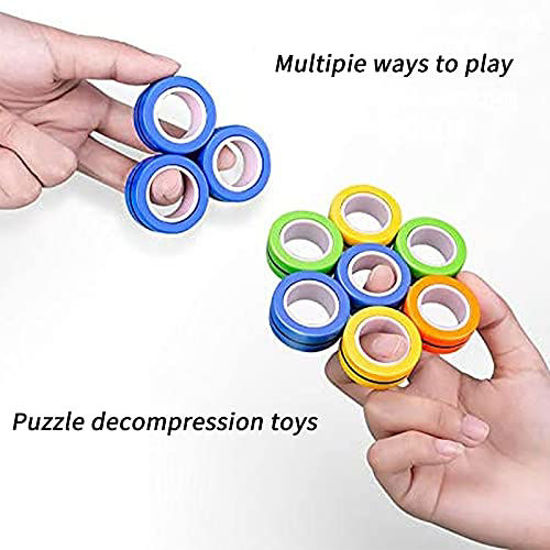 Chnaivy Magnetic Rings Fidget Toy 6 Pack Finger Magnetic Ring Magnetic  Bracelet Ring Props Colorful Decompression Magnetic