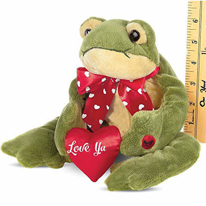 Picture of Bearington Charming Valentines Plush Stuffed Animal Kissing Frog with Heart 10"