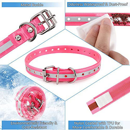 Picture of LuckinPET Waterproof Reflective Dog Collar Replacement Strap for Shock Collar and Fence Easy Clean Odorless Dog Collar Metal Buckle 3/4 Inch Adjustable Size Durable Anti-odor TPU Dog Collar Pink Pack2
