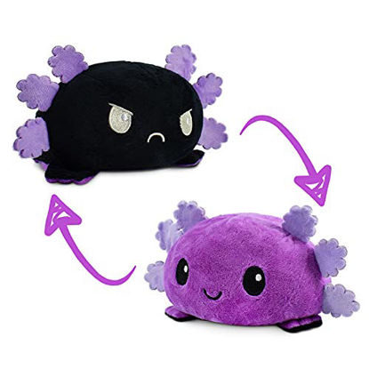 Picture of TeeTurtle | The Original Reversible Axolotl Plushie | Patented Design | Sensory Fidget Toy for Stress Relief | Purple + Black | Happy + Angry | Show Your Mood Without Saying a Word!