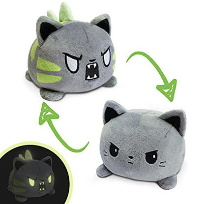 Picture of TeeTurtle | The Original Reversible Catzilla Plushie | Patented Design | Sensory Fidget Toy for Stress Relief | Glow in The Dark! | Show Your Mood Without Saying a Word!