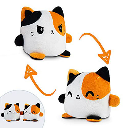 Picture of TeeTurtle | Plushmates | Cat | Calico | Happy + Angry | The Reversible Plush That Hold Hands!