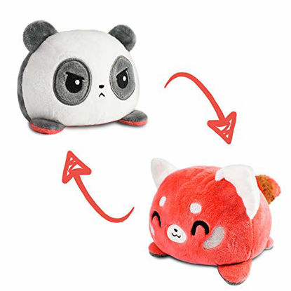 Picture of TeeTurtle | The Original Reversible Panda and Red Panda Plushie | Patented Design | Black and Red | Show Your Mood Without Saying a Word!