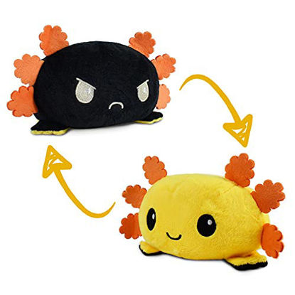 Picture of TeeTurtle | The Original Reversible Axolotl Plushie | Patented Design | Sensory Fidget Toy for Stress Relief | Yellow + Black | Happy + Angry | Show Your Mood Without Saying a Word!