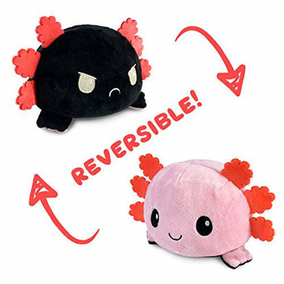 Picture of TeeTurtle | The Original Reversible Axolotl Plushie | Patented Design | Sensory Fidget Toy for Stress Relief | Pink + Black | Happy + Angry | Show Your Mood Without Saying a Word!