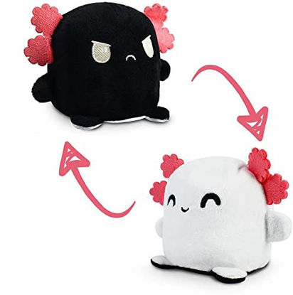Picture of TeeTurtle | Plushmates | Axolotl | White + Black | Happy + Angry | The Reversible Plush That Hold Hands!