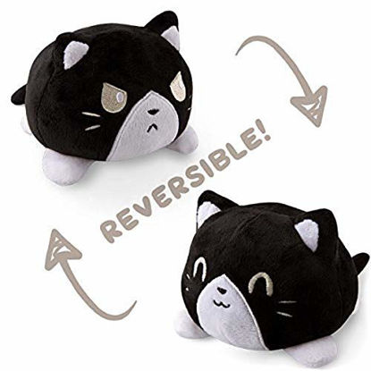 Picture of TeeTurtle | The Original Reversible Cat Plushie | Patented Design | Tuxedo | Show Your Mood Without Saying a Word!