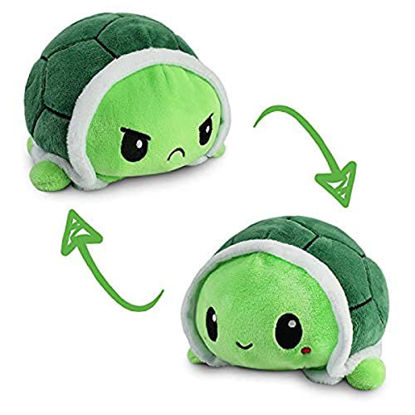 Picture of TeeTurtle | The Original Reversible Turtle Plushie | Patented Design | Sensory Fidget Toy for Stress Relief | Green | Happy + Angry | Show Your Mood Without Saying a Word!