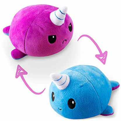 Picture of TeeTurtle | The Original Reversible Narwhal Plushie | Patented Design | Blue and Purple | Show Your Mood Without Saying a Word!