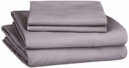 Picture of Amazon Basics Soft Microfiber Sheet Set with Elastic Pockets- Queen, Warm Stone