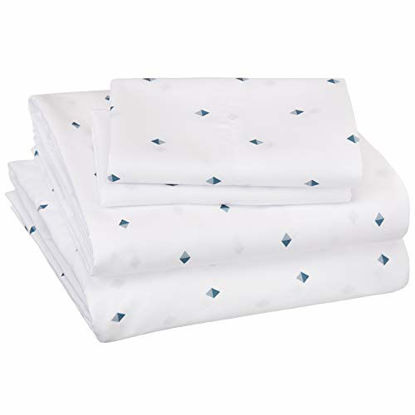 Picture of Amazon Basics Soft Microfiber Sheet Set with Elastic Pockets - Queen, Tide Pool Diamond