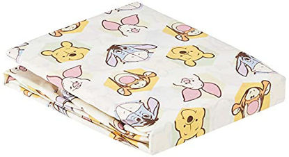 Picture of Disney Winnie the Peeking Pooh 100% Cotton Fitted Crib Sheet, Yellow/Blue/Green