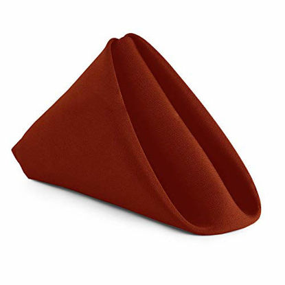 Picture of Gee Di Moda Cloth Napkins - 17 x 17 Inch Burnt Orange Solid Washable Polyester Dinner Napkins - Set of 12 Napkins with Hemmed Edges - Great for Weddings, Parties, Holiday Dinner & More