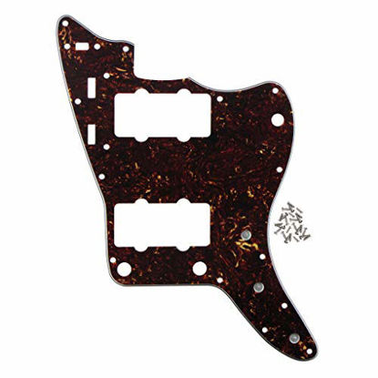 Picture of IKN 4Ply Brown Tortoise Shell 65 60s Vintage Pickguard Guitar Scratch Plate w/Screws Fit American/Mexican Made Vintage Style Jazzmaster Pickguard Replacement