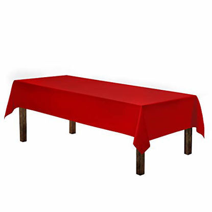 Picture of Gee Di Moda Rectangle Tablecloth - 60 x 102" Inch - Red Rectangular Table Cloth for 6 Foot Table in Washable Polyester - Great for Buffet Table, Parties, Holiday Dinner, Wedding & More