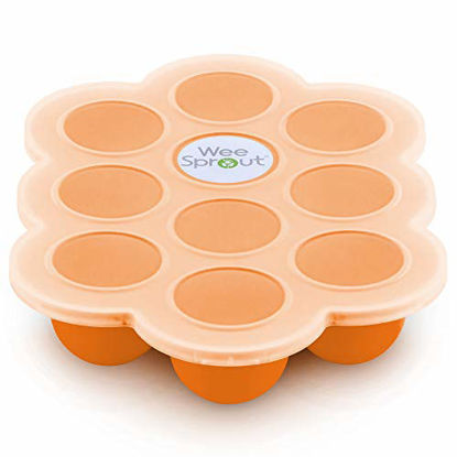 Picture of WeeSprout Silicone Baby Food Freezer Tray with Clip-on Lid by WeeSprout - Perfect Storage Container for Homemade Baby Food, Vegetable & Fruit Purees, and Breast Milk