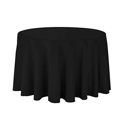 Picture of Gee Di Moda Tablecloth - 108" Inch Round Tablecloths for Circular Table Cover in Black Washable Polyester - Great for Buffet Table, Parties, Holiday Dinner & More