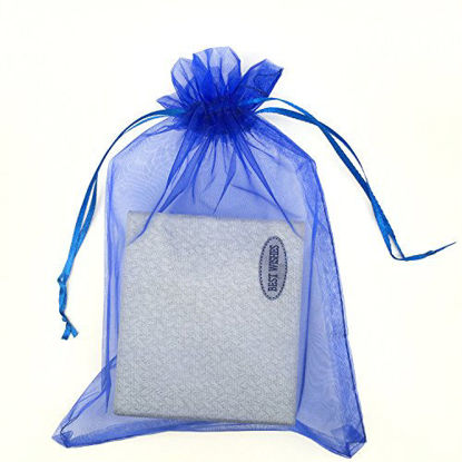 Picture of SUNGULF 100pcs Organza Pouch Bag Drawstring 6"x9" 16x22cm Strong Gift Candy Bag Jewelry Party Wedding Favor (Royal Blue)