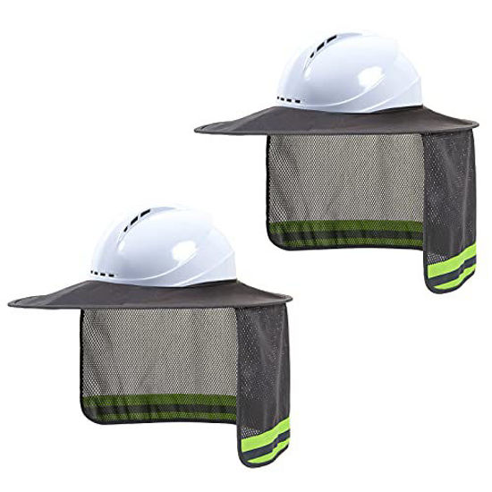 LIZMOF Hard Hat Sun Shade, High Visibility Sun Visor Neck Shade With Reflective Strip, Full Brim, Man & Woman (Hard Hat Not Included), Grey, 2 Pack - View #9