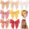 Picture of 7 Pieces 6 Inch Big Hand-made Hair Bow Alligator Clips for Girls, TOKUFAGU Solid Color Boutique Hair Accessories for Baby Toddlers Kids (stripe bows)