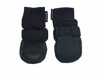 Picture of LONSUNEER Paw Protector Dog Boots Set of 4 Breathable Soft Sole and Nonslip Color Black in 5 Sizes