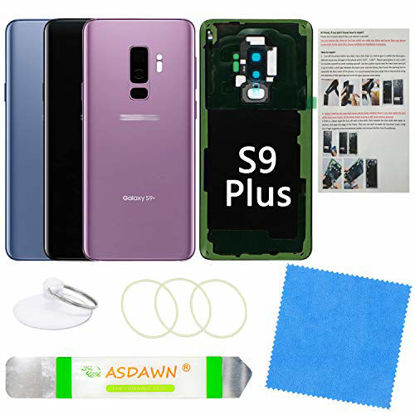 Picture of Galaxy S9+ Back Glass Cover Replacement Housing Door with Pre-Installed Camera Lens +Installation Manual +All The Adhesive +Repair Tools for Samsung Galaxy S9 Plus SM-G965 All Carriers(Lilac Purple)