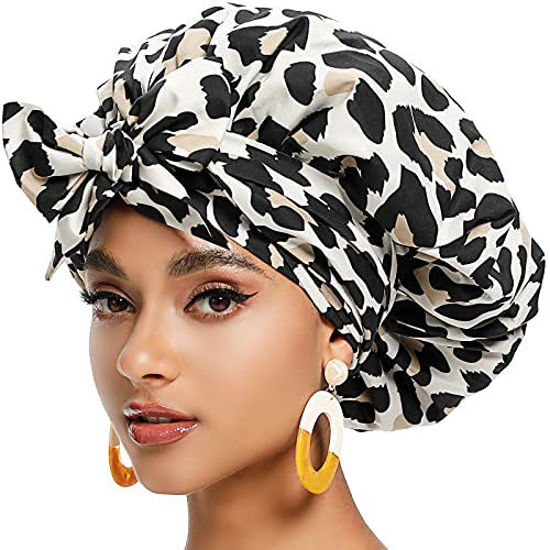 GetUSCart- Satin Bonnet for Women, Silk Bonnet for Curly Hair, Silk Hair  Bonnet for Sleeping Satin Bonnets for Black Women, Extra Large Bonnet for  Braids with Tie Band