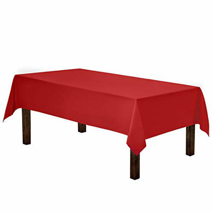 Picture of Gee Di Moda Rectangle Tablecloth - 60 x 84 Inch - Red Rectangular Table Cloth for 5 Foot Table in Washable Polyester - Great for Buffet Table, Parties, Holiday Dinner, Wedding & More