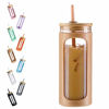 Picture of Kodrine 20oz Glass Water Tumble with Straw and Lid,Bamboo Lids Water Bottle, Iced Coffee Cup Reusable, Wide Mouth Smoothie Cups, Straw Silicone Protective Sleeve BPA FREE-Amber