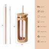 Picture of Kodrine 20oz Glass Water Tumble with Straw and Lid,Bamboo Lids Water Bottle, Iced Coffee Cup Reusable, Wide Mouth Smoothie Cups, Straw Silicone Protective Sleeve BPA FREE-Amber