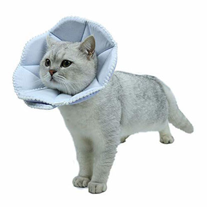 Picture of WZ PET Soft Cat Recovery Collar,Adjustable Dog Cat Cone,Dog Protective Cone Collar After Surgery,for Cats and Small Dogs,Medium,Blue
