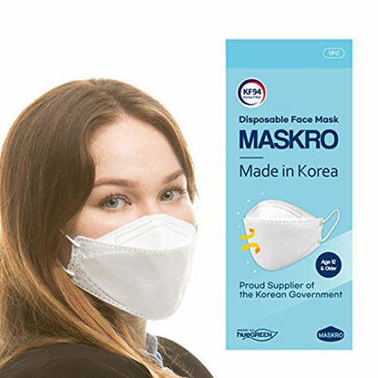 Picture of [10Pack] [MASKRO White]- KF94 Face Mask, Premium 4Layer Korean Filter, Comfortable and Breathable Disposable Face Mask, Individual package - [MADE IN KOREA]